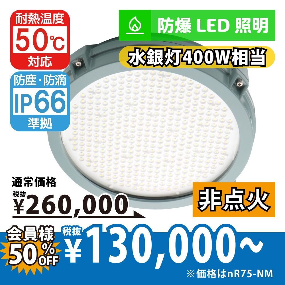 [非点火防爆LED照明] nR75 75W [軽量4.3kg]