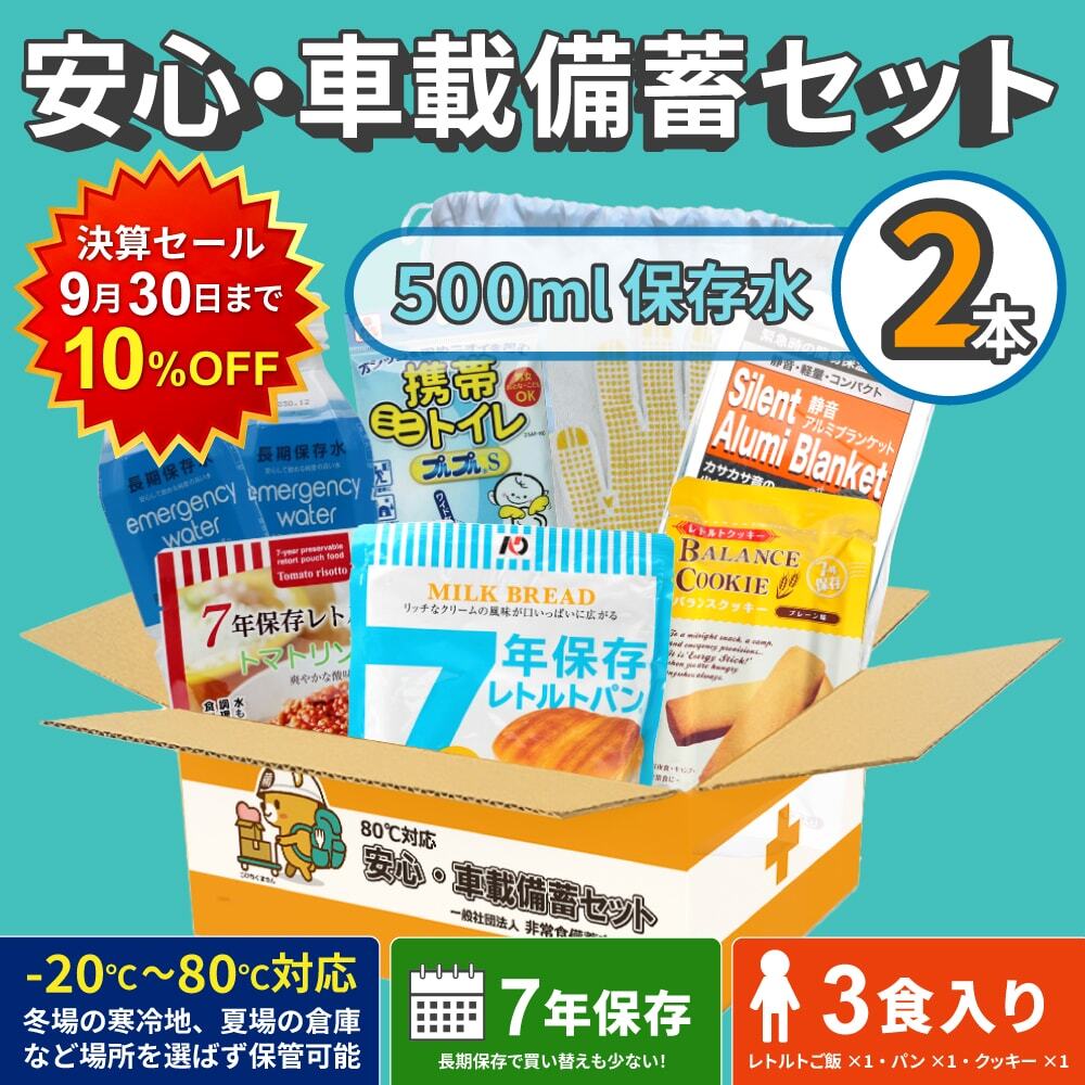 80℃対応安心・車載備蓄セット500ml×2本の商品セット画像
