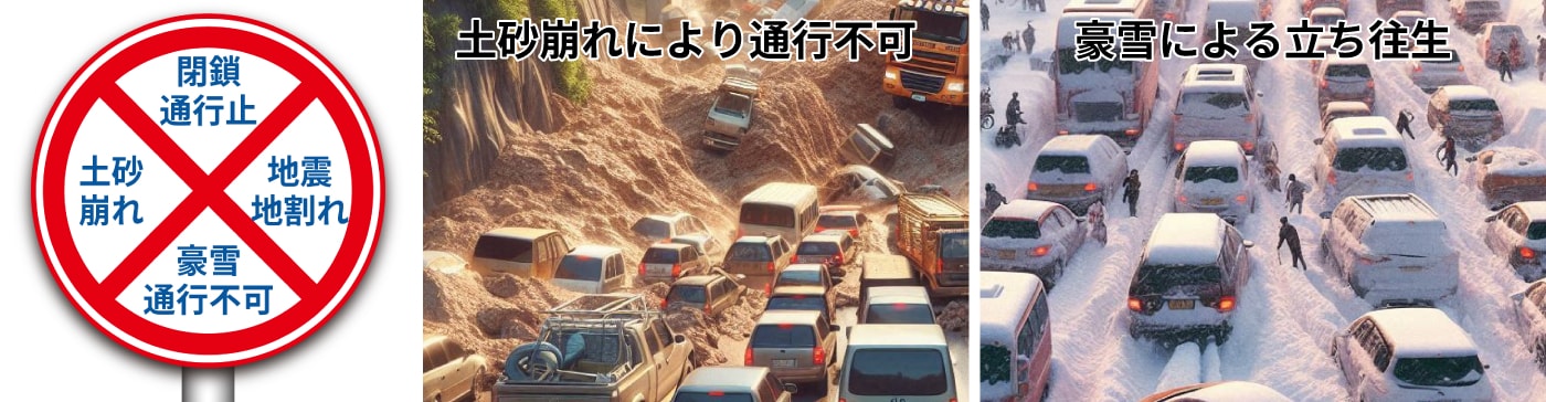 交通規制 土砂崩れ 大雪などで長時間の渋滞