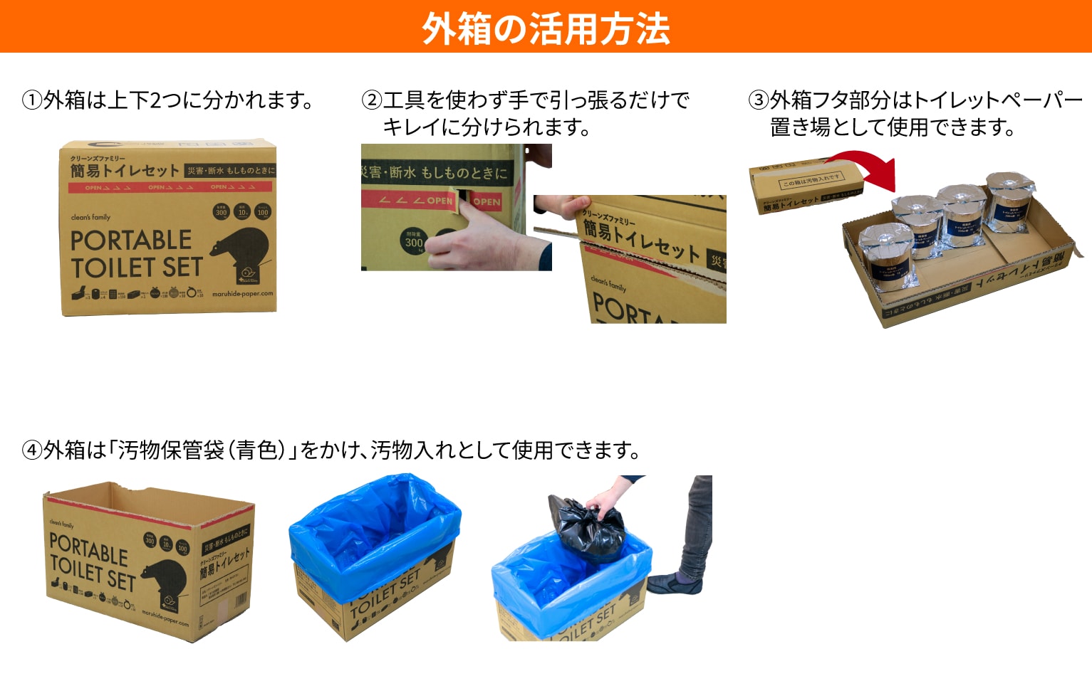簡易便座付きトイレセットの外箱活用方法